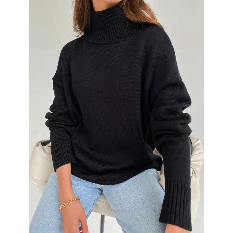 Женский осенне-зимний утолщенный однотонный свободный свитер с длинными рукавами