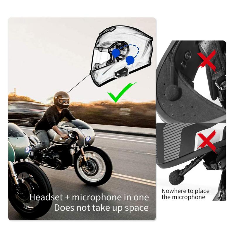 Motorcycle Blue-tooth Headset Helmets Blue-tooth Intercom Earphone With Noise-Cancellation Support Waterproof Interphone