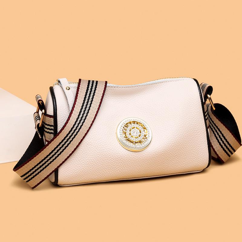 1 шт. Женская одноплечевая сумка-мессенджер из натуральной кожи - Мода, сумка-подушка из коровьей кожи с широким ремнем