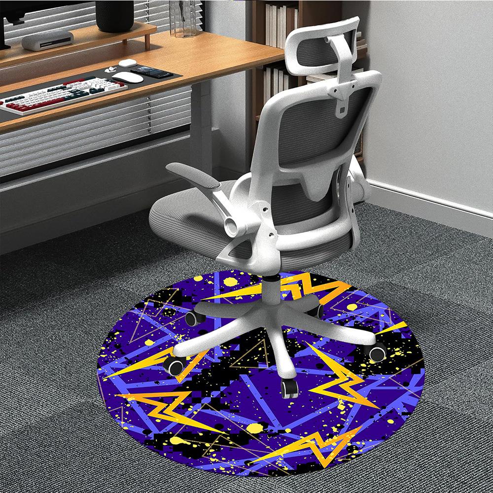 1pc Abstract Geometric Pattern Carpet, Round Non Slip Durable Large Size Office Carpet, Suitable for Office