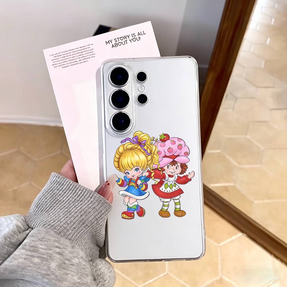 S-Клубничный торт Чехол для телефона для Samsung S25,S24,S21,S22,S23,S30,Ultra,S20,Plus,Fe,Note,10,9,5G Прозрачная крышка