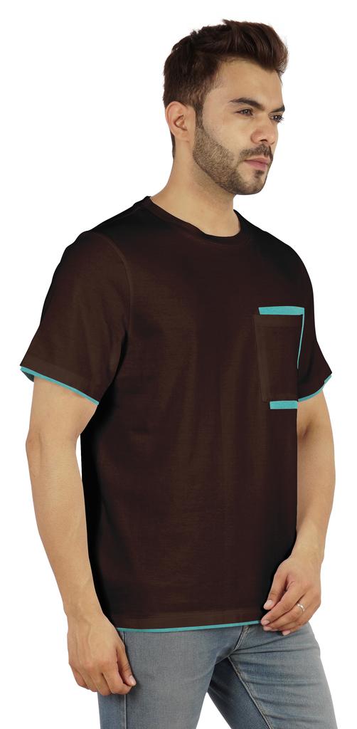 Inkmeso Мужские футболки с круглым вырезом, повседневные базовые рубашки с коротким рукавом и накладным карманом