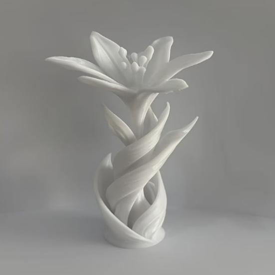 3D-печатная скульптура цветка лилии, Современное переплетенное белое цветочное искусство, Уникальный подарок на свадьбу и годовщину для пары, Элегантный домашний декор для гостиной,