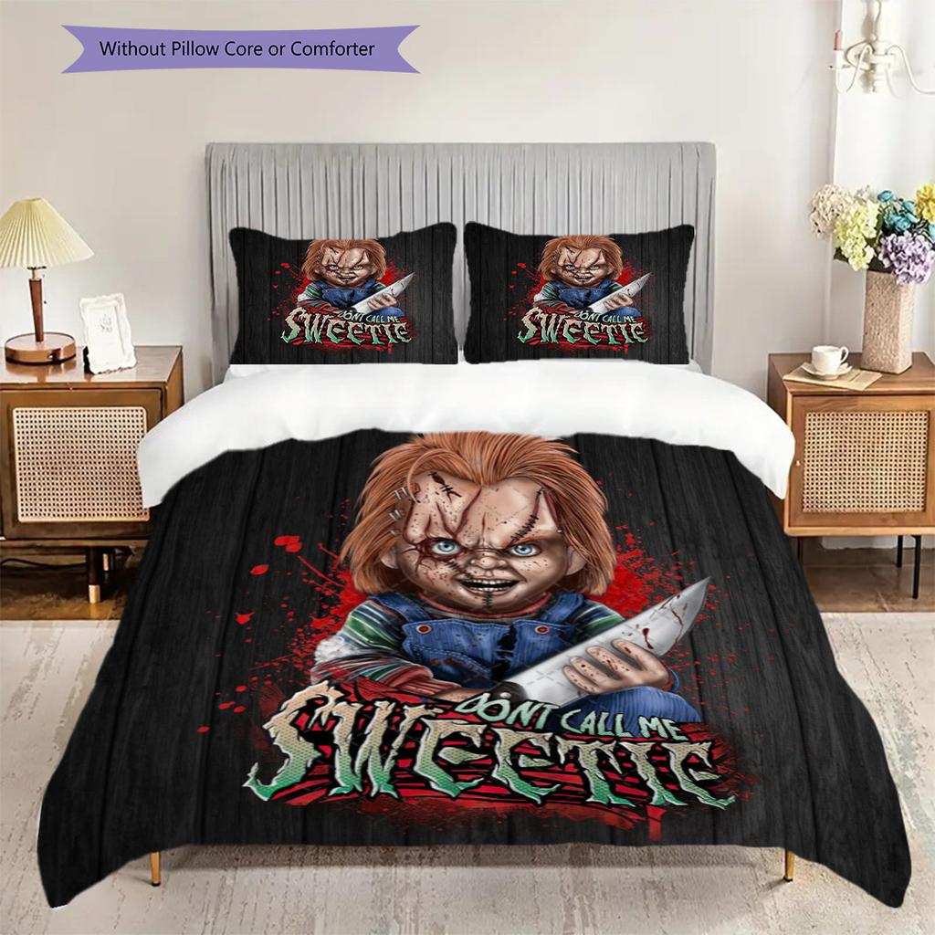 Horror Icon Three-piece set (1 * duvet cover + 2 * pillowcase, without core) 2D Flat Duvet cover and pillowcase Bedding set Christmas birthday gift