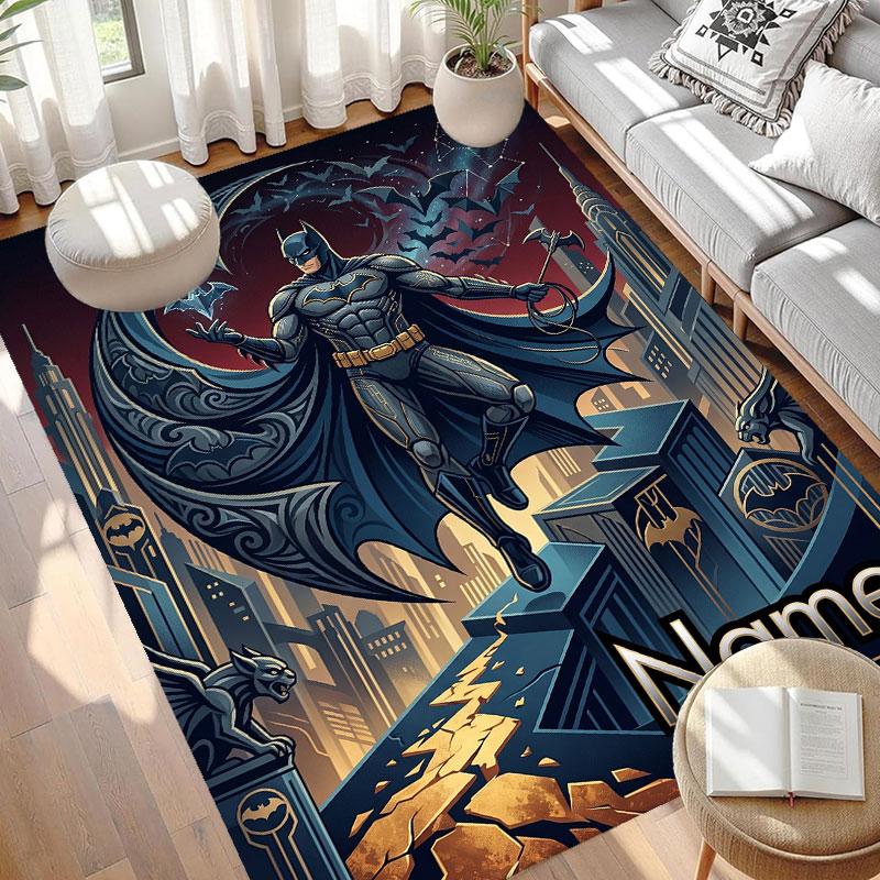 Custom Name Personalized Batman Print Carpet, Versatile Home Decor Rug, for Playroom, Apartment, Balcony, Entryway, Hallway Gift