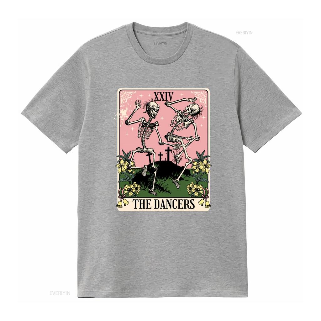 Funny Skeleton Tarot Card Dancing T Shirt Gothic For Friend Unique Design Vintage Homme Graphic Casual Comfortable