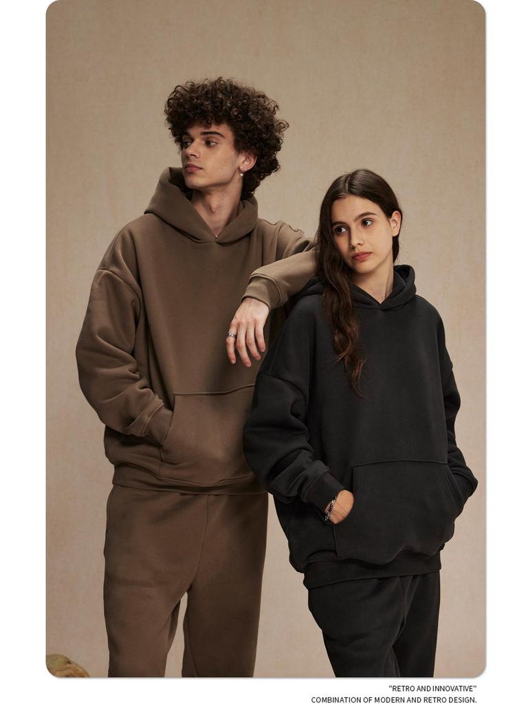 Men's Oversized Polar Fleece Hoodie - Non-Shedding, Thickened 400g, Trendy Autumn/Winter 2024