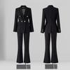 Костюмы Женские Осенняя Мода Профессиональный Деловой Формальный Приталенный Блейзер и Брюки Комплекты Офисная Леди Рабочая Одежда