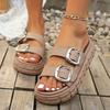 Women's Summer Fashion Cork Slides with Double Buckle Straps - Comfortable, Non-Slip, Versatile Indoor/Outdoor Open-Toe Sandals In Multiple Colors