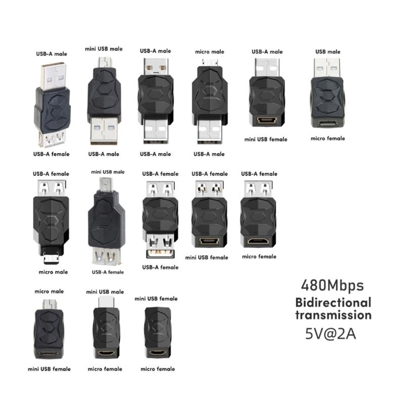 USB2.0 Adapter Micro/Mini Male Female Converter Connector USB Changer Adapter for Computer Tablet PC Mobilephones
