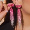 Bridal Earrings Prom Earrings New Advanced Sense Of Long Tassel Bow Earrings Temperament Women's Earrings 1 Pair
