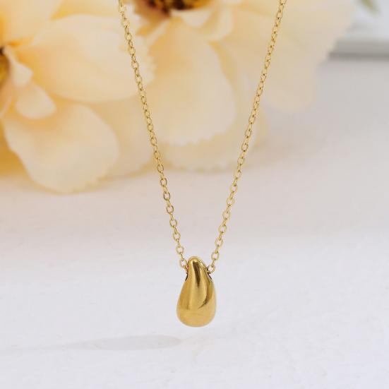 Женское ожерелье с подвеской в виде капли воды, полированная титановая сталь, чистая цветная цепочка на шею