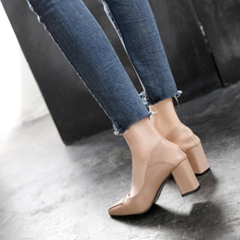 Spring New Pointed High Heels Thick Heels Professional Single Shoes Fashionable All-match High Heels