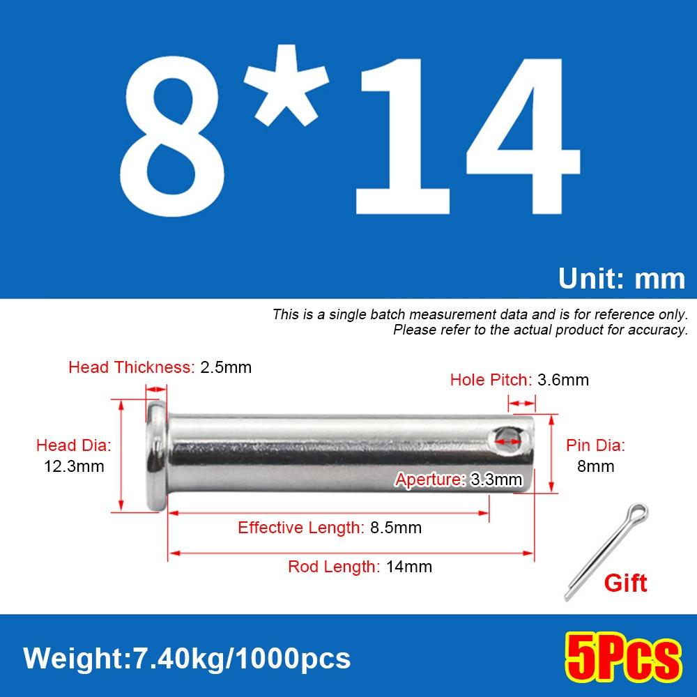 5Pcs/Set Cylindrical Positioning Pin Flat Head Plug Pin Set Durable Pin Shaft Cotter