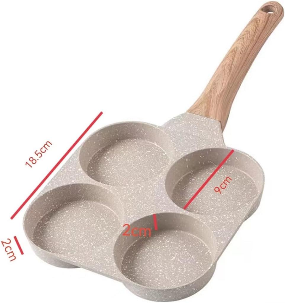 Сковорода с четырьмя яйцами, сковорода для яиц с антипригарным покрытием для омлета, подходит для индукционной посуды на газовой плите, мини-яйцеварка из пищевого гранита для завтрака