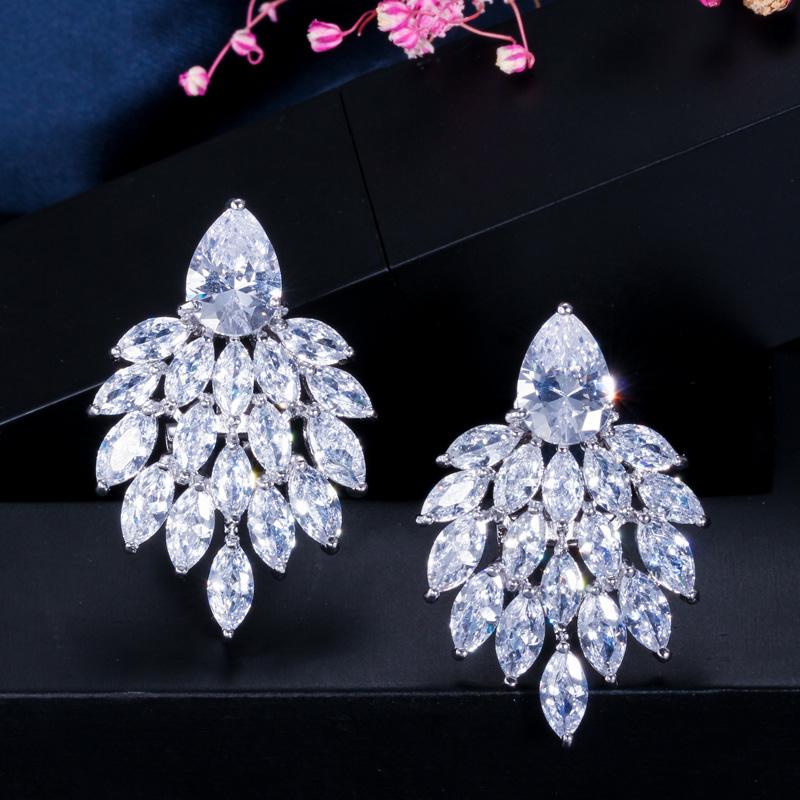 WWJ Delicate Prom Jewelry Zircon Stud Earrings for Women