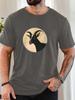 Vintage Circle Black Goat Head Portrait Graphic Print Unisexs Crew Neck Short Sleeve Tee Soft Street Daily Basic Casual Outfit Wear