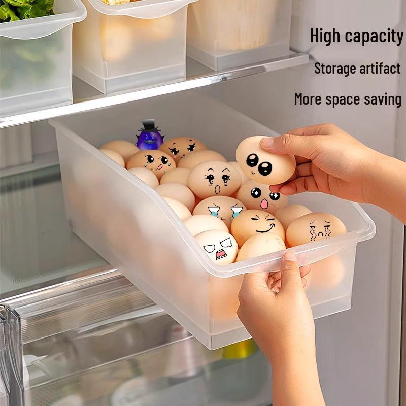 Egg & Beverage Dispenser Basket: Pull-Out Storage Box for Refrigerator & Freezer