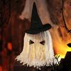 Halloween Hanging Ghost Decoration LED Light Up White Cotton Rope Ghost with Witch Hat for Indoor Outdoor Home Party Decor