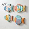 Decorative Hanging Fish Plaques 4PCS Aspen Wood Wall Decor Colorful Marine Life Home Accents Art Beach Theme for Bathroom Living Room Nautical Style