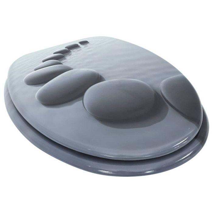 VidaXL MDF Toilet Seat Soft-Close Lid Stones