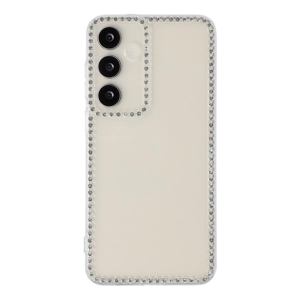 For Samsung Galaxy S24 TPU Case Rhinestone Decor Clear Phone Back Cover,Precise Cutout