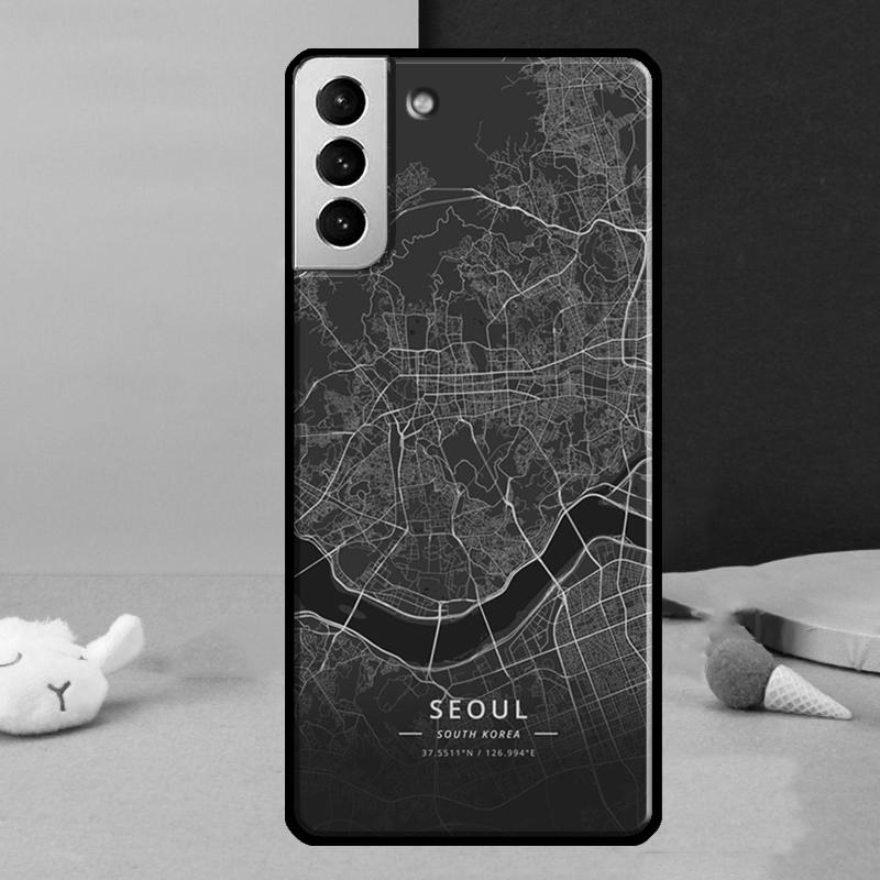 Ins Travel Country Sketch City Map Phone Case For Samsung Galaxy S25 S24 Ultra S9 S10 S20 S21 S22 Plus S23 FE S24 FE Cover