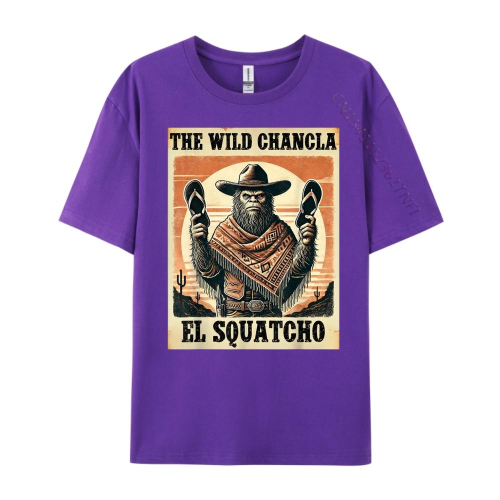 Funny Mexican Bigfoot El Squatcho The Wild Chancla Men's T-Shirts High Quality Vintage