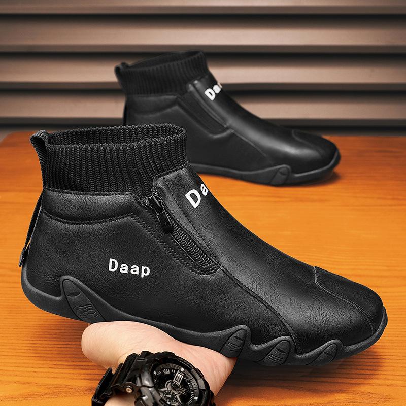 Высокие повседневные туфли для мужчин, высококачественные водонепроницаемые мужские ботинки, модная удобная рабочая обувь, нескользящие мужские ботильоны