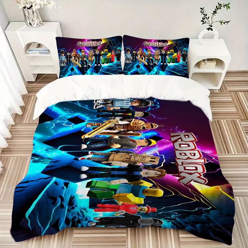 3Pcs Roblox Adventure Quest Bedding Set Soft Fabric Duvet Cover Pillowcases Home Xmas Halloween Gift 1 Duvet Cover 2 Pillowcase S1949