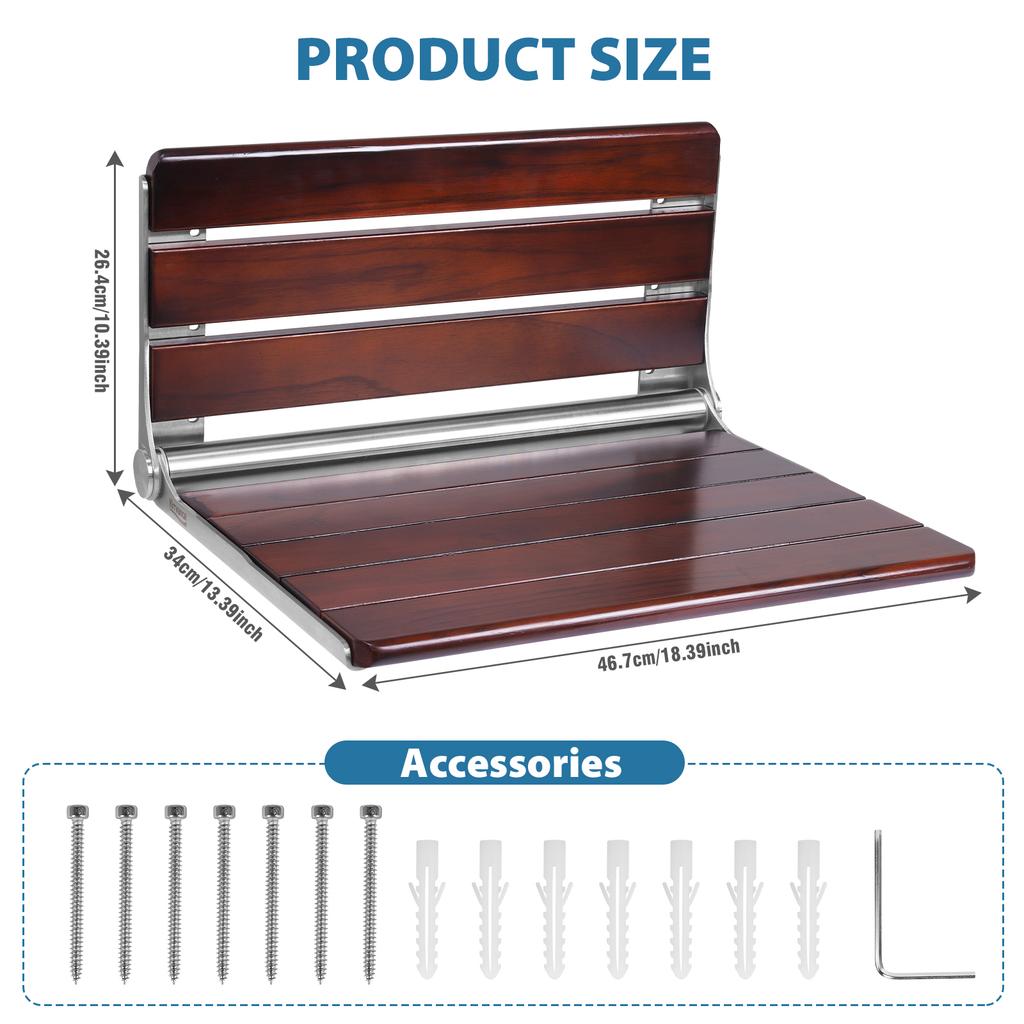 18-дюймовое настенное складное деревянное сиденье для душа, откидной стул-табурет для душа для пожилых и инвалидов, для использования внутри душевой кабины, ванной комнаты, дома