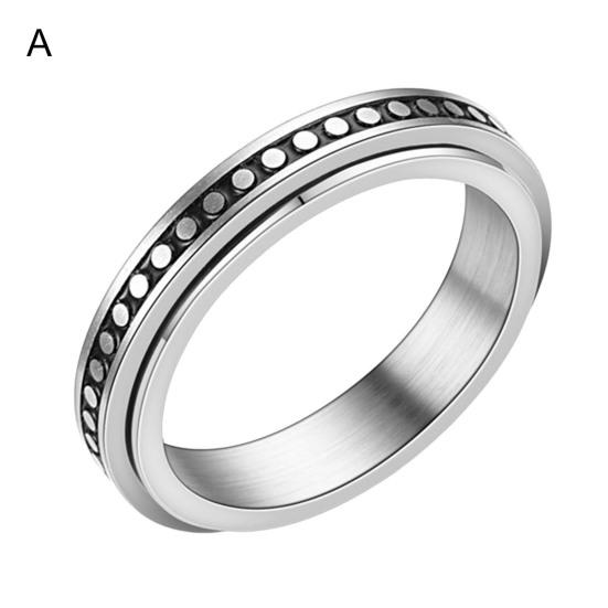 Unisex Ring Geometric Artistic Titanium Steel Rotatable Outer Finger Ring for Party
