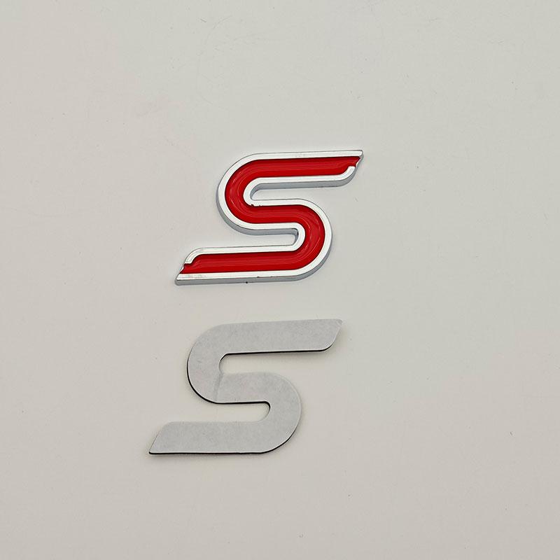 3D Metal Letter S Logo Car Front Grille Emblem Badge Rear Trunk Stickers Decal For Ford Focus Fiesta Escape Ecosport Kuga Mondeo