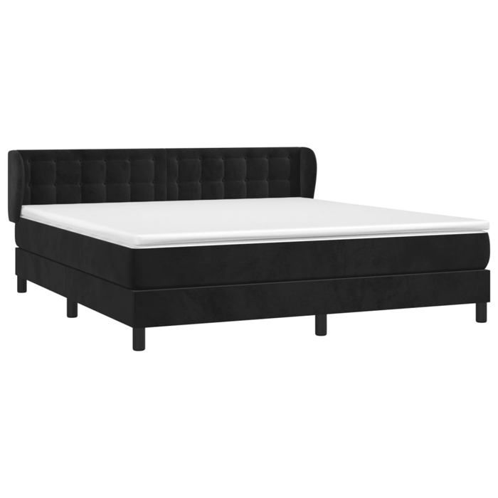 VidaXL Lit à sommier tapissier avec matelas Noir 180x200 cm Velours - Modèle 3127747