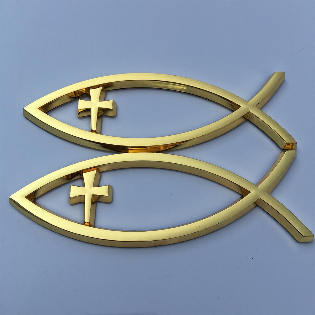 Religious Cross Car Window Stickers Waterproof Jesus Fish Badge Christian Ichthys Fish Sticker for Laptops Refrigerators