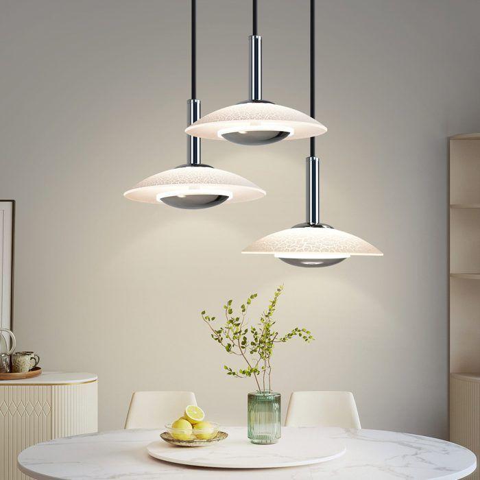 Lampe suspendue LED - NETTLIFE - Modèle 3 flammes - Blanc - 3000K (blanc chaud) - Diam. 25 cm