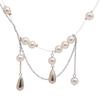 Double Layer Water Drop Pearl Tassel Necklace Niche Light Luxury French High-End Elegant Women Versatile Collarbone Chain Jewelry