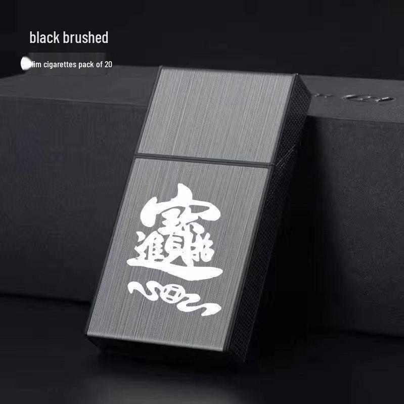 Slim 20-Piece Cigarette Case with Rechargeable Lighter - Moisture-Proof, Pressure-Resistant Flip-Top Design.