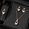 Набор женских циркониевых украшений из 4 предметов, Женский модный повседневный набор с ожерельем-браслетом-серьгами из водяных бриллиантов, Подходит для повседневной носки, Подарок для