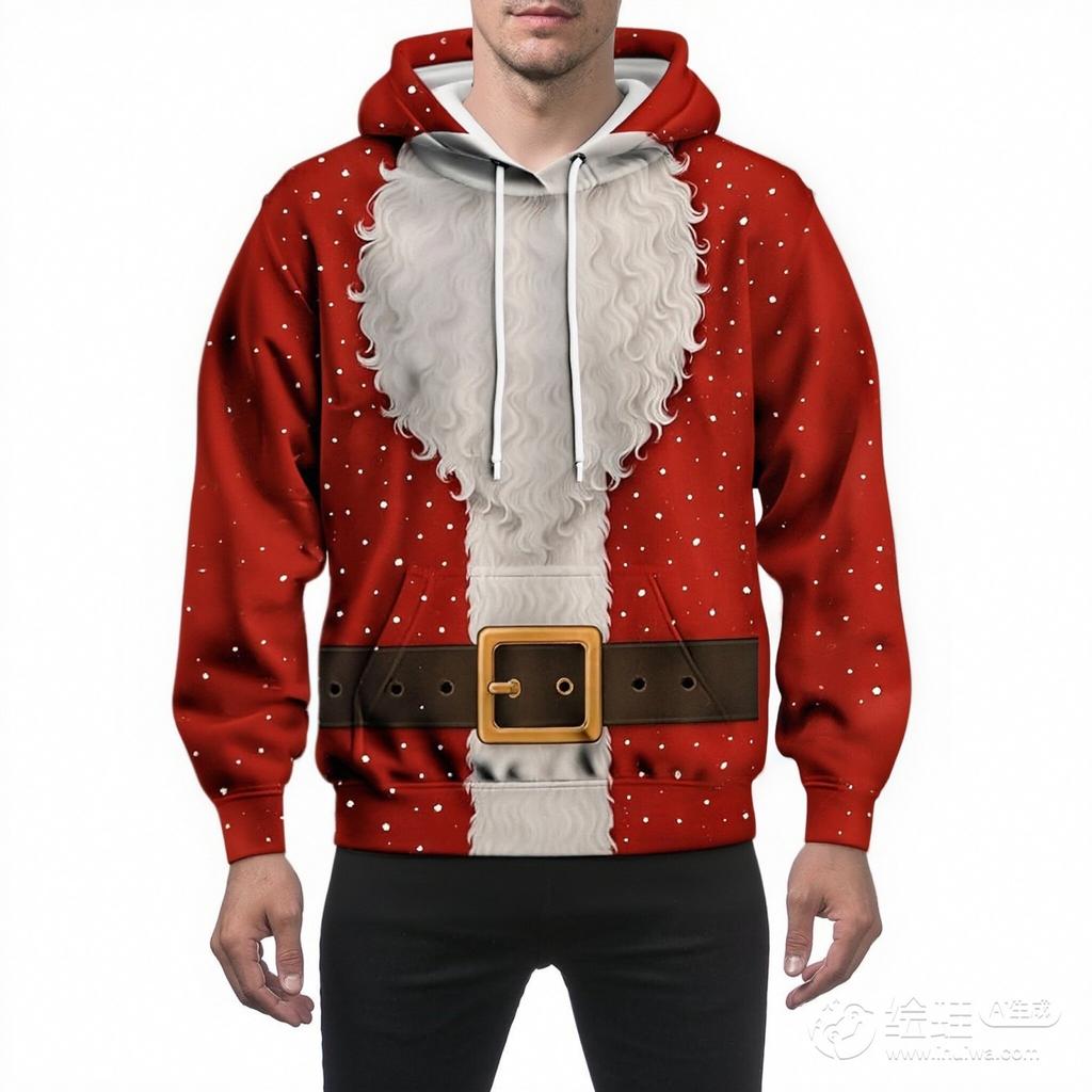 Men's And Women's Personalized And Creative Christmas Printed Long-sleeved Hooded Sweatshirt, Men's Fashionable Christmas Clothing, Casual Sports Top