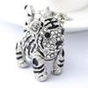 Key Ring Vivid Rhinestone Decor Multi-Color 3D Tiger Pendant Charming Key Chain for Purse