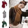 Solid Color Winter Warm Scarves Long Tassel Fringed Knitted Scarf Elegant Tassel Shawl  Female