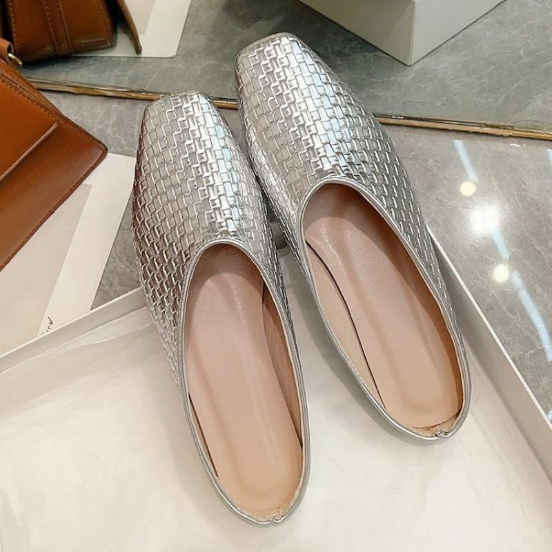 Женские джинсовые тапочки с закрытым носком на плоской подошве, шлепанцы, обувь для улицы, просто, широкий размер 43-33, черный, красный, белый, симпатичные туфли