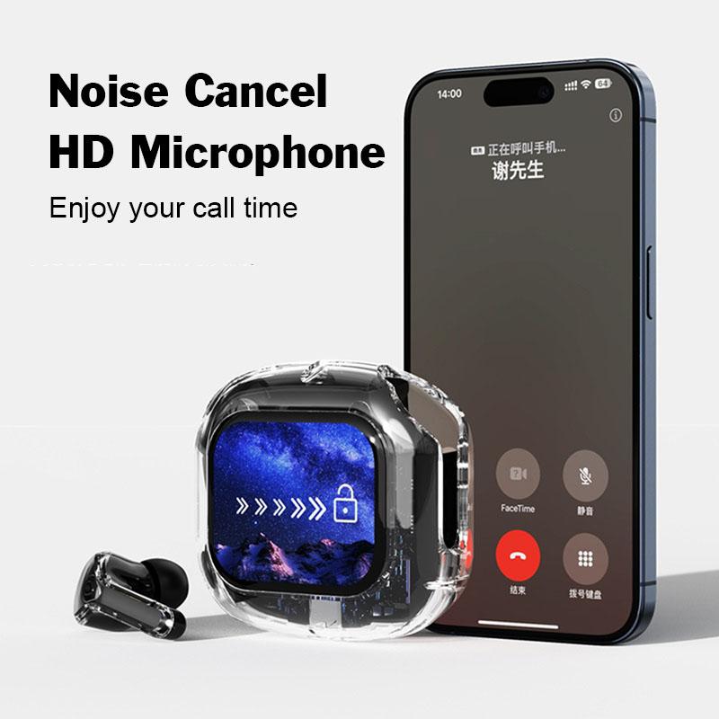 Умные беспроводные наушники с сенсорным экраном, низкая задержка, Hi-Fi стереогарнитура для музыки, цифровой дисплей, шумоподавление, наушники с микрофоном