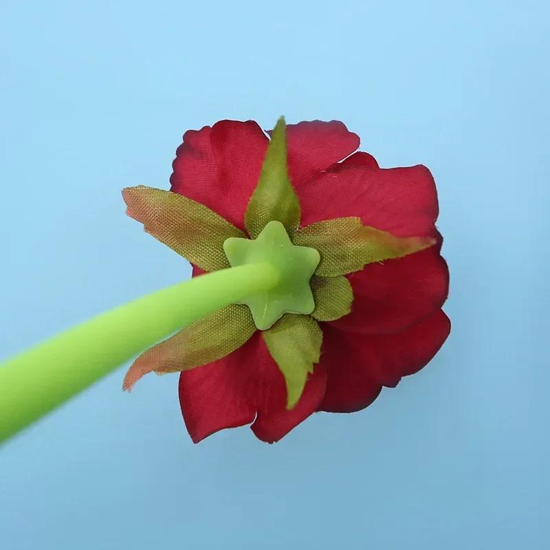 1 шт. креативная силиконовая гелевая ручка в виде цветка розы, имитация подарка ко Дню святого Валентина, водные ручки, канцелярские принадлежности для офиса и школы