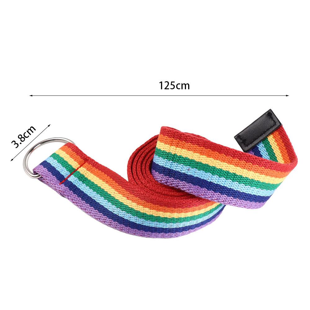 D-shaped Buckle Men Belt Nylon Canvas Waist Belt Trendy Rainbow Canvas Belt  For Jeans