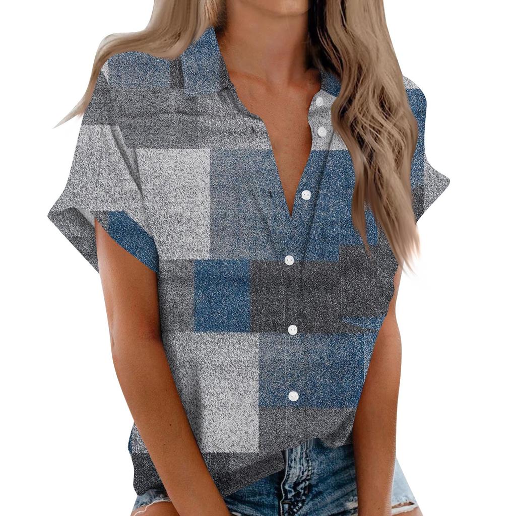 Женская рубашка с короткими рукавами, повседневный модный топ на пуговицах с принтом, кардиган с нагрудным карманом