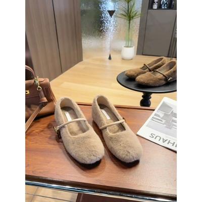 Шерстяная версия увеличение внутренней высоты верхняя одежда бархатные теплые туфли-лодочки женские с ремешком на подъеме универсальные нежные пушистые туфли