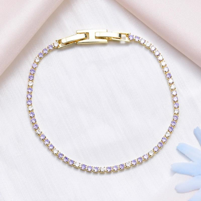 2mm Thin Tennis Bracelet With Full Crystal Pave Copper Base 18K Gold Plated Minimalist Unisex Stackable Jewelry