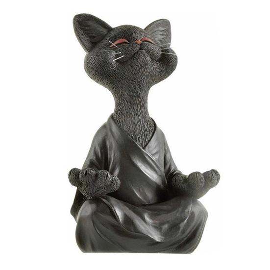 Статуэтка Будды-кота, сидящая статуя кошки для медитации, статуэтка Будды-кота из смолы, настольное украшение, коллекция